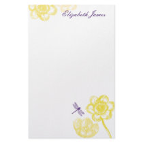 Dainty Dragonfly Stationery in yellow and purple