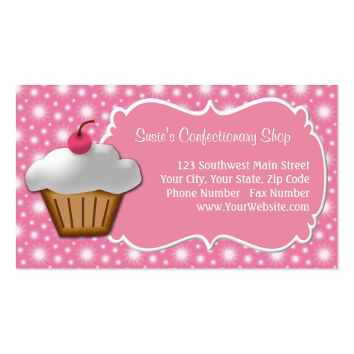 Dainty Pink Cupcake Business Card (front side)