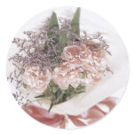Dainty Pink Flower Bouquet Round Sticker