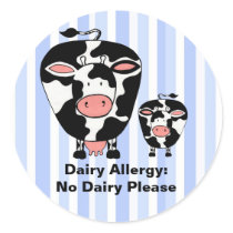 Dairy Allergy Farm Cow Personalized Label Sticker