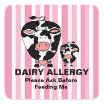 Dairy Allergy Farm Cow Personalized Label Square Sticker