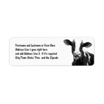 Dairy Cow - Black and White Dairy Calf Return Address Label