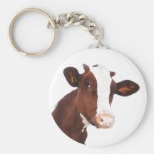 Dairy Cow -  Painted Brown & White Holstein Keychains