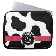 Dairy Cow Pattern with Red Monogrammed Computer Sleeve