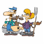 dairy farmers with silly cow cartoon photo cutouts