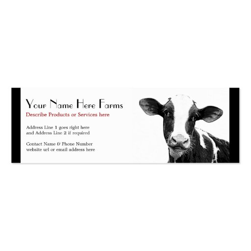 Dairy or Holstein Cattle Ranch Business Card Template
