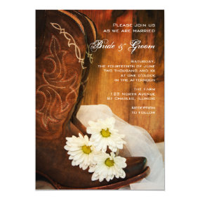 Daisies and Boots Country Wedding Invitation