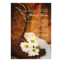 Daisies and Boots Wedding Rehearsal Dinner Invite