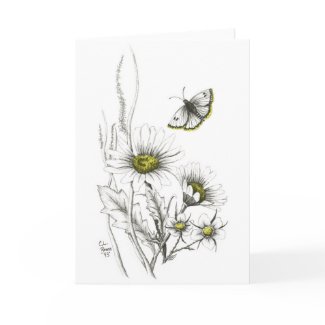 Daisies and Butterfly Greeting Card card