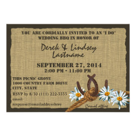 Daisies and Horseshoes BBQ Wedding Reception Custom Invites
