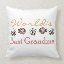 Daisies and Roses World's Best Grandma Gifts Pillows