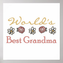 Daisies and Roses World's Best Grandma Gifts Print