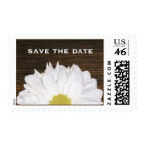 Daisies & Barnwood Rustic Save The Date Postage Stamp