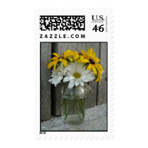 Daisies, Black Eyed Susans & Barnwood Wedding Stamp