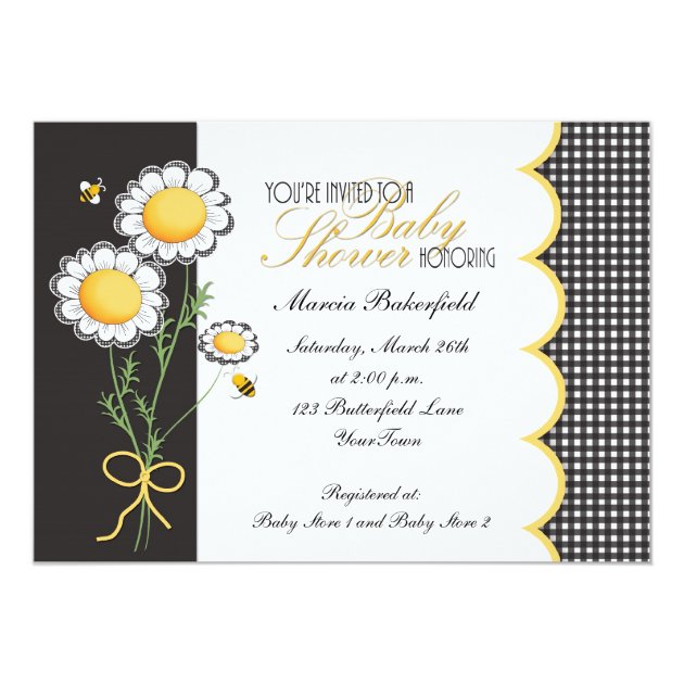 Daisies & Bumble Bee Baby Shower Invitation