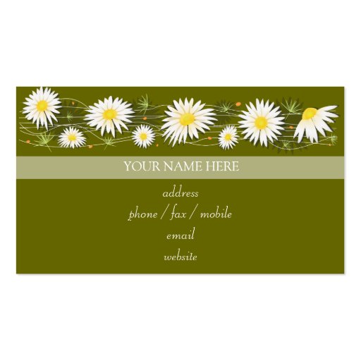 Daisies Dark Background Business Business Card Templates (back side)