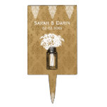 daisies in mason jar, personalized cake picks