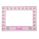 Daisies on a Pink Background Picture Frame Magnet
