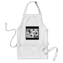 Daisies on Black Background and Pink Accents aprons