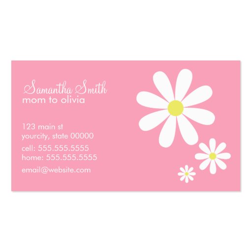 Daisies on Pink Business Cards (front side)
