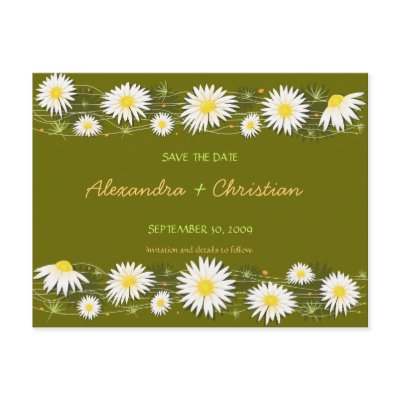 Daisies Save the Date Wedding Announcement 2 Card Post Cards