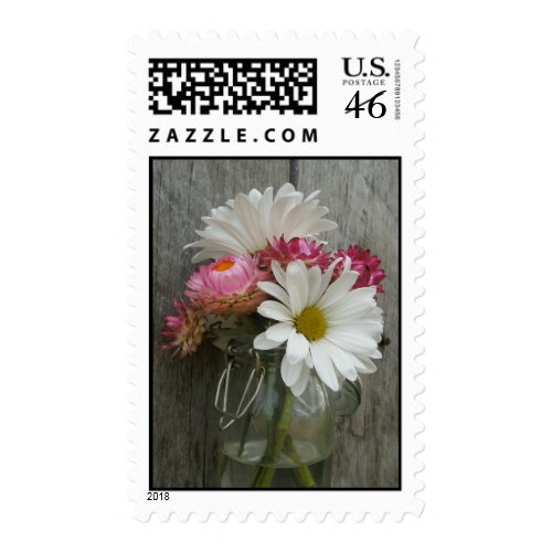 Daisies, Strawflowers, & Barnwood stamp