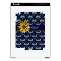 Daisy and Art Nouveau Dragonflies iPad 3 Skins