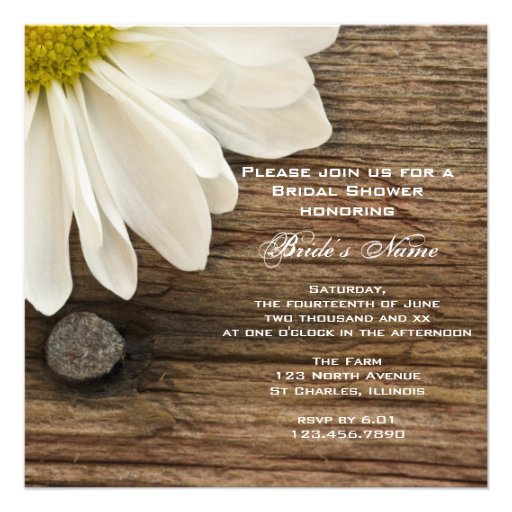 Daisy and Barn Wood Country Bridal Shower Invite
