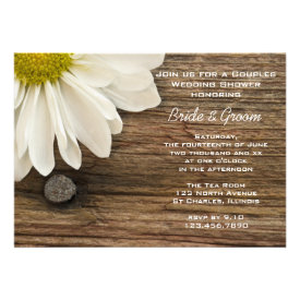 Daisy and Barn Wood Country Couples Wedding Shower Personalized Announcement