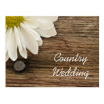 Daisy and Barn Wood Country Wedding Announcement Post Card