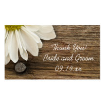 Daisy and Barn Wood Country Wedding Favor Tags Business Card Templates