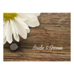 Daisy and Barn Wood Country Wedding Flat Note Card Custom Invitations