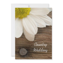 Daisy and Barn Wood Country Wedding Invitation