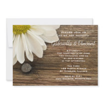Daisy and Barn Wood Country Wedding Invitation