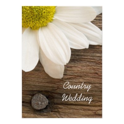 Daisy and Barn Wood Country Wedding Invitation