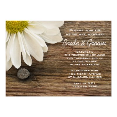 Daisy and Barn Wood Country Wedding Invitation