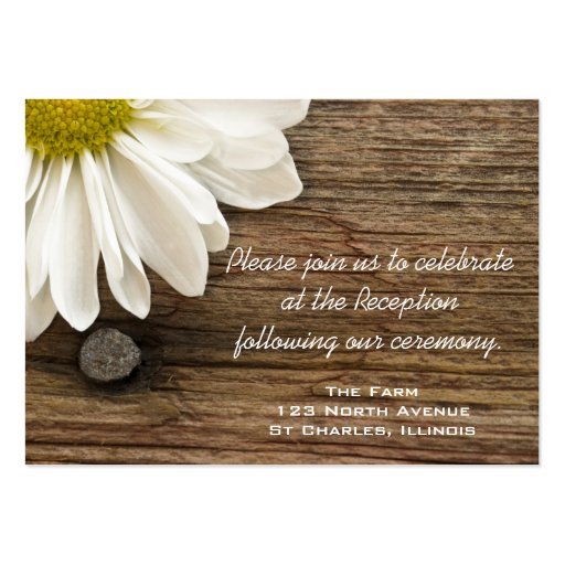 Daisy and Barn Wood Country Wedding Reception Card Business Card Templates (front side)