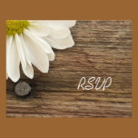 Daisy and Barn Wood Country Wedding Response Card invitations