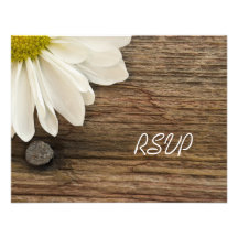 Daisy and Barn Wood Country Wedding Response Card Custom Invites