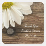 Daisy and Barn Wood Country Wedding Thank You Stickers