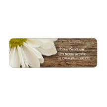 Daisy and Barn Wood Return Address Label