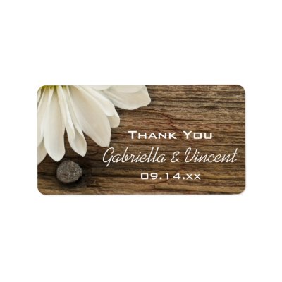 Daisy and Barn Wood Wedding Thank You Label