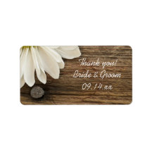 Daisy and Barn Wood Wedding Thank You Label