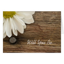 Daisy and Barn Wood Will You Be My Bridesmaid Card