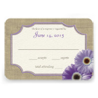 Daisy and Burlap Lavender Purple Reply Custom Invites