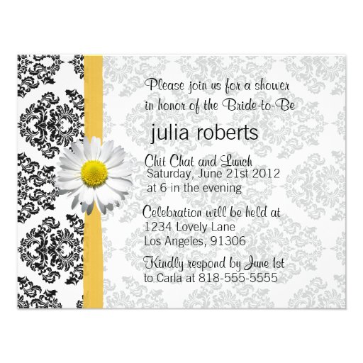 Daisy and Damask Bridal Shower Invitation