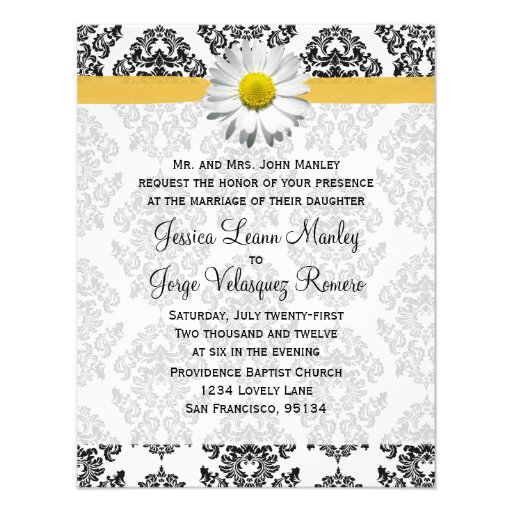 Daisy and Damask Wedding Invitation