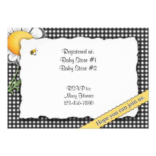 Daisy and Gingham Baby Shower Invitation