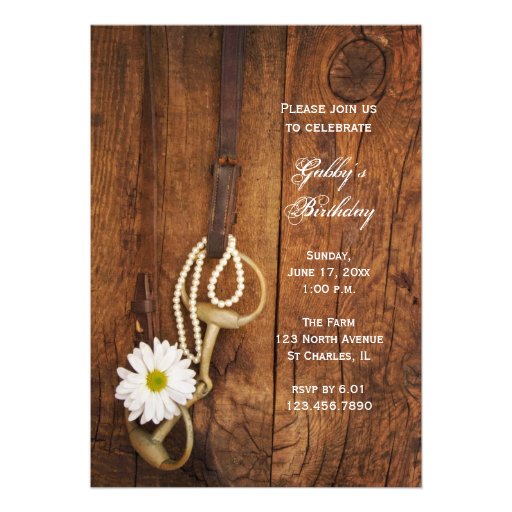 Daisy and Horse Bit Country Birthday Party Invite