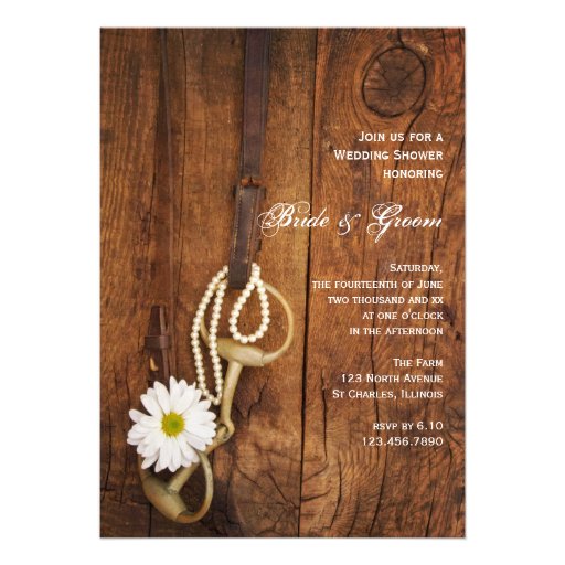 Daisy and Horse Bit Country Wedding Shower Invite